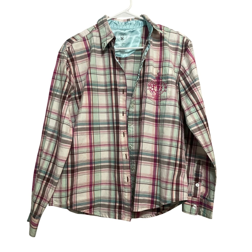 Classic Twenty X Womens Plaid Long Sleeve Button Up Shirt‎ Size S Western Rodeo